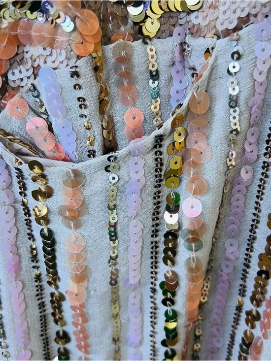 Free People Dress Mini Sequin V-Neck Blush Rose - Picture 7 of 9